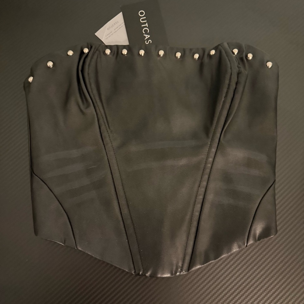 🖤 OUTCAST Faux Leather Studded Corset Top XS NWT